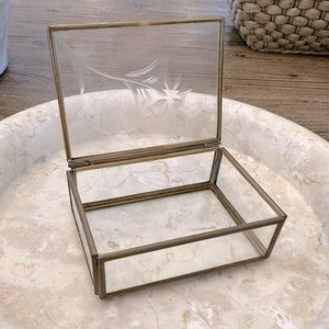 Vintage Brass and Etched Glass Box